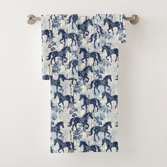 Chevaux de Toile Bleu foncé sans couture (En situation)
