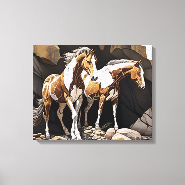 Chevaux debout à côté de l'autre toile Imprimer (Recto)