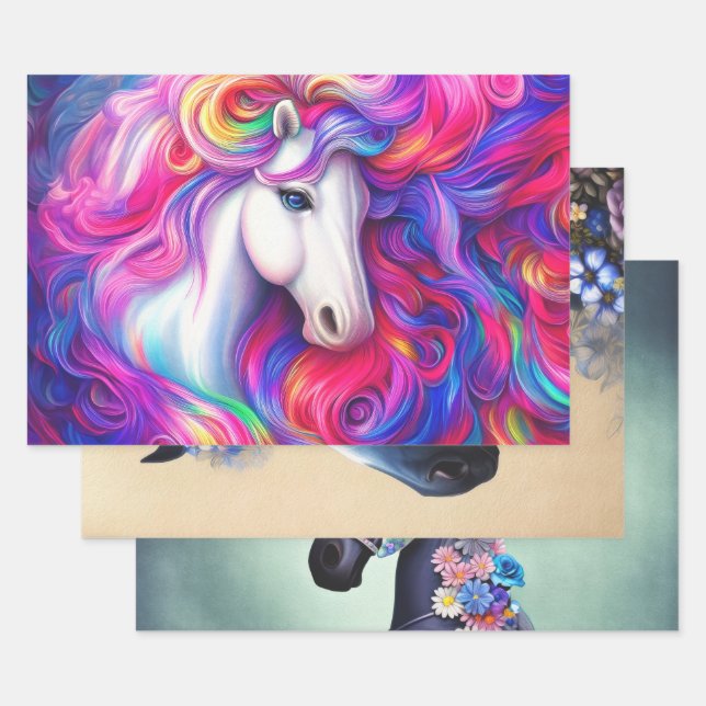 Chevaux d'Imaginaire Découpage Papier d'enveloppem (Lot)