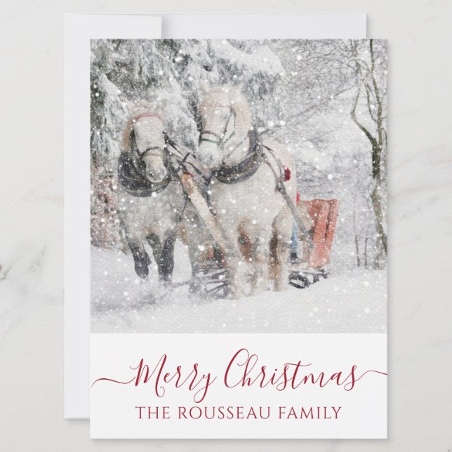 Chevaux en Invitation de Noël de vacances de neige (Devant)