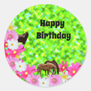 Chevaux Et Fleurs, Stickers D'Anniversaire