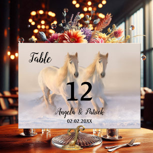 Chevaux Mariage d'hiver Numéro de table Carte
