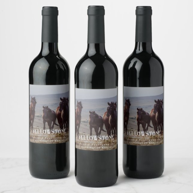 Chevaux Mockup Western Custom Vins Étiquettes (Bouteilles)