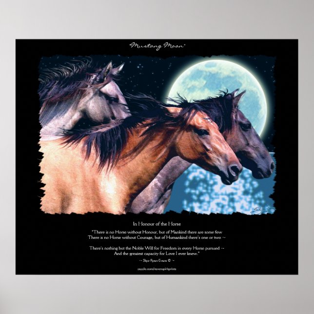 Chevaux Mustang Espagnol Sauvage Poster & Art (Devant)
