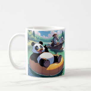 Chevaux panda géants nager café tasse de thé