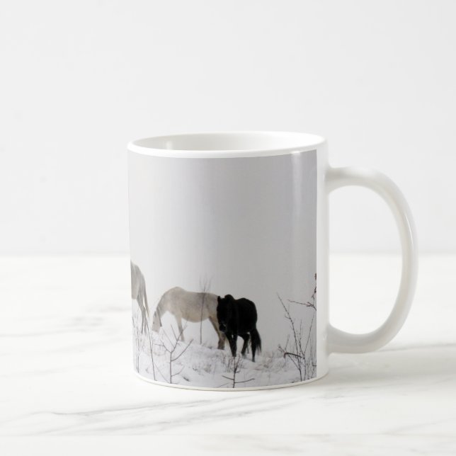 Chevaux Photo hiver Classique Mug blanc (Droite)