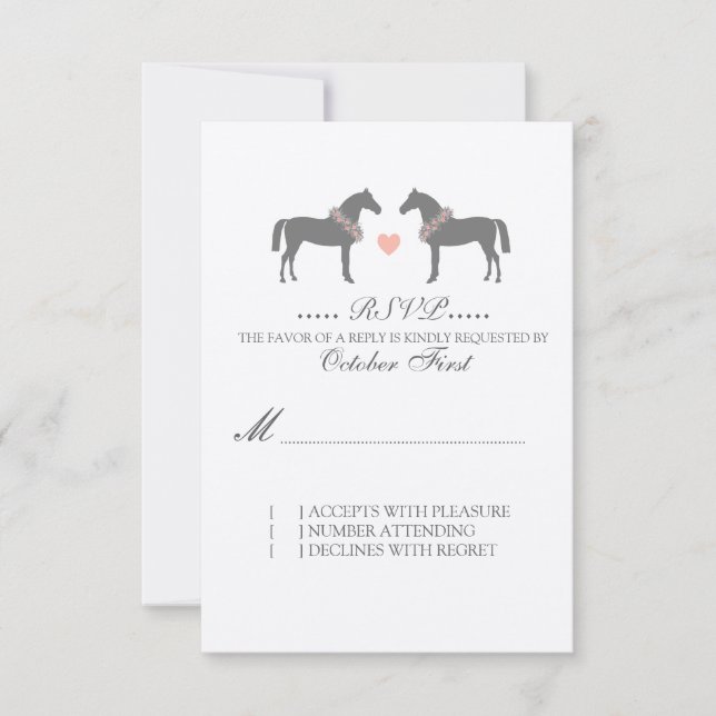 Chevaux rose et gris Mariage RSVP (Devant)