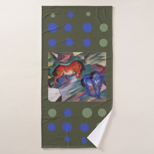 Chevaux rouge et bleu (Serviette de bain)