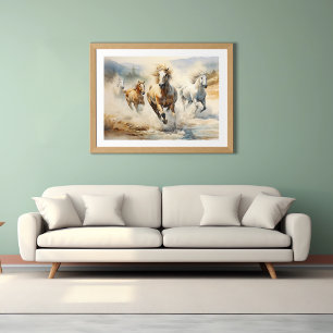 Chevaux sauvages, Aquarelle Poster