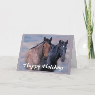 Chevaux sauvages et belle carte de Noël