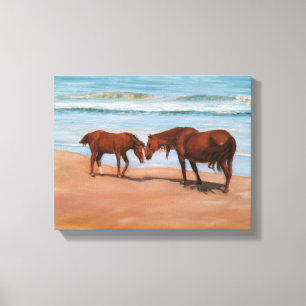 Chevaux sauvages sur la copie enveloppée de toile
