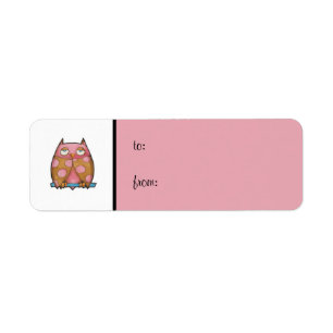 Chevêche rose blanc rose petit Étiquette cadeau