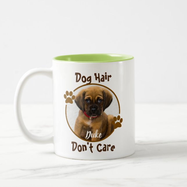 Cheveux de chien s'en fiche Mug personnalisée (Gauche)
