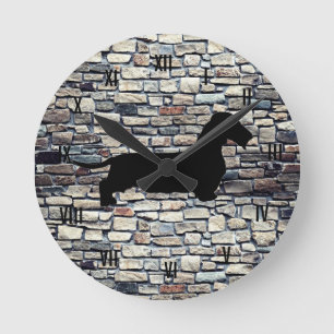 Cheveux de fil Dachshund Faux Brick Mur Horloge