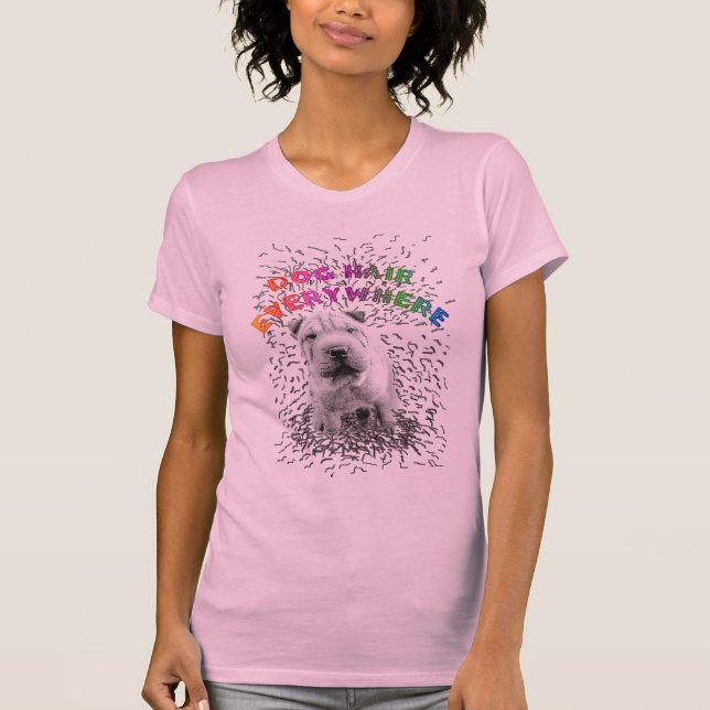 Cheveux du T-shirt de dames de chien (Devant)