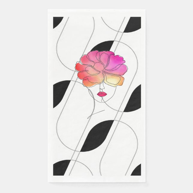 "Cheveux Peony Art Moderne". Serviettes en papier  (Devant)