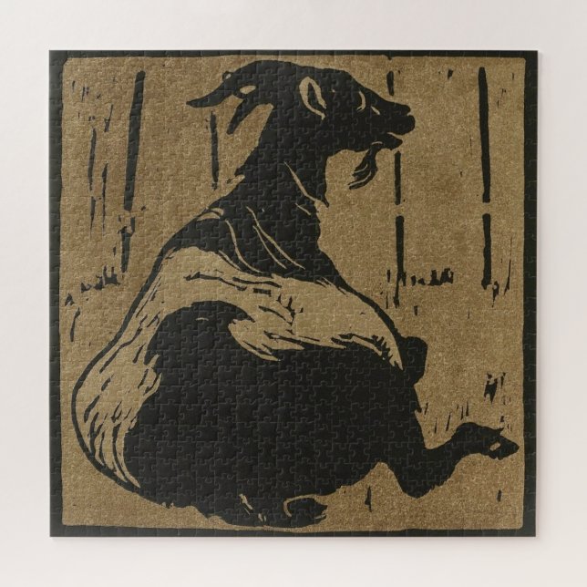 Chèvre - Animaux Carrés Illustration Jigsaw Puzzle (Horizontal)