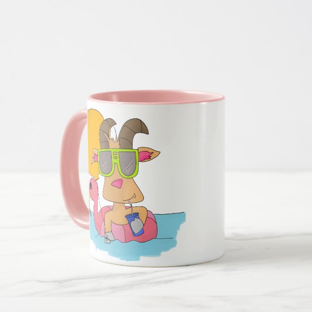 Chèvre dans un flotteur de Flamant rose - tasse de (Devant gauche)