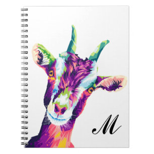 Chèvre d'art pop coloré Carnet monogramme