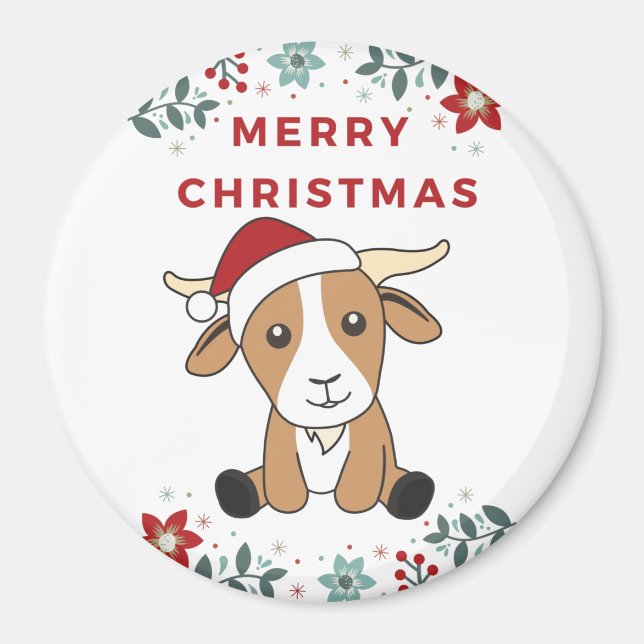Chèvre de Noël Chèvres Animaux d'hiver Magnet (Devant)