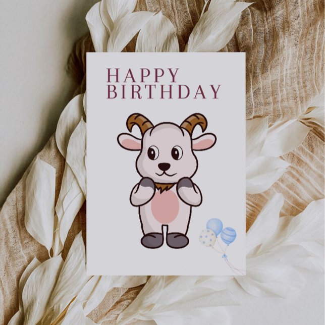 Chèvre, drôle Carte d'anniversaire (Goat, Funny Birthday Card)