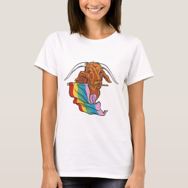 Chèvre LGBTQ Pride avec T-shirt avec drapeau Arc-e (Devant)