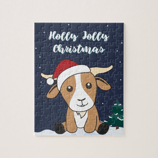 Chèvre Noël Chèvres Animaux d'hiver Jigsaw Puzzle (Vertical)