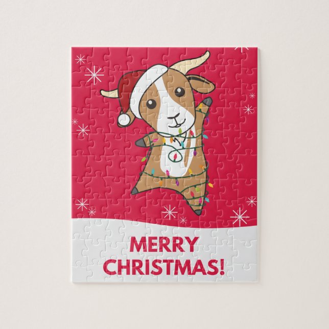 Chèvre Noël Chèvres Animaux d'hiver Jigsaw Puzzle (Vertical)