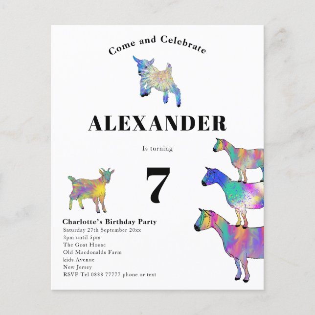 Chèvres Thématique fête d'anniversaire (Devant)