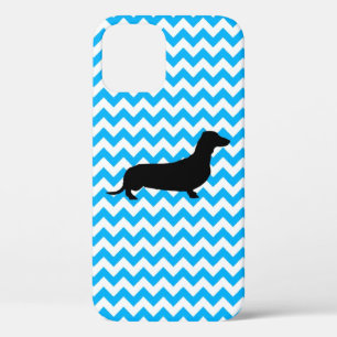 Chevron Bébé Bleu Avec Coque Silhouette Dachshun
