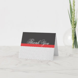 Chevron Black White Red Merci Cartes Notes