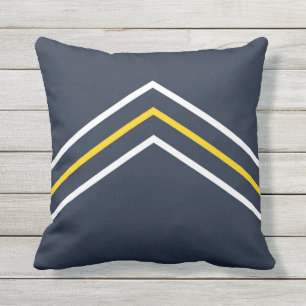 Chevron blanc jaune de la marine oreiller extérie