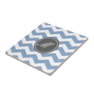 Chevron bleu avec carreaux Monogram