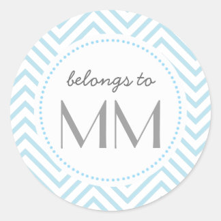 Chevron bleu décoré d'un monogramme - étiquettes