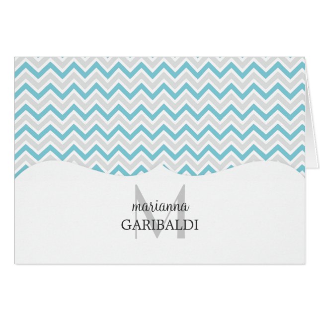 Chevron bleu et moderne personnalisé (Devant Horizontal)