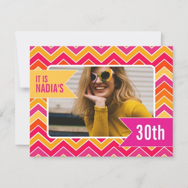 Chevron brillant photo 30e anniversaire invitation (Devant)