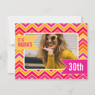 Chevron brillant photo 30e anniversaire invitation