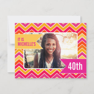 Chevron brillant photo 40e anniversaire invitation