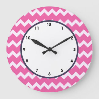 chevron cerise à la mode blanc rétro horloge rose