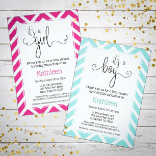 Chevron C'est un bébé bébé Invitation douche Turqu