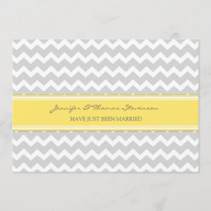 Chevron citron gris Juste Marié Cartes Faire-part