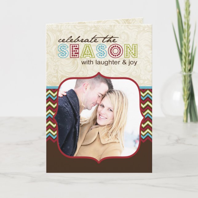 Chevron Customizable Photo de la carte de Christma (Devant)