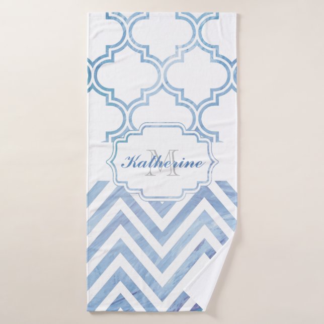 Chevron et Quatrefoil (Serviette de bain)