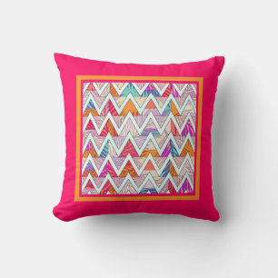 Chevron feuilleté sur Coussin rose/orangeThrow