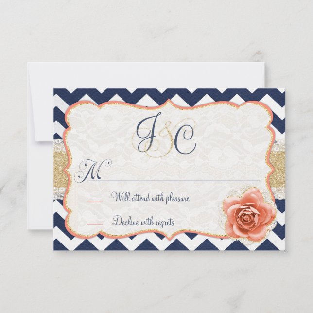 Chevron Garden RSVP Insertion Cartes (Devant)