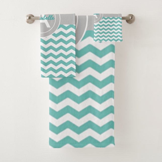 Chevron gris turquoise Quatrefoil (En situation)
