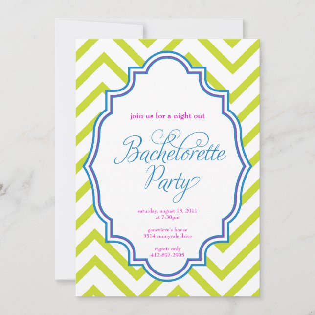 CHEVRON - invitation BACHELORETTE- de filles de la (Devant)