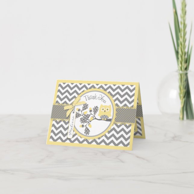 Chevron jaune Carte de remerciements d'impression (Devant)