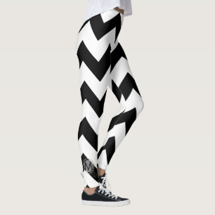 Chevron L Motif Cute Leggings noirs Monogrammes