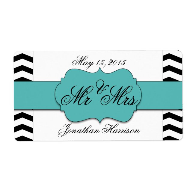 Chevron Mariage M. et Mme Étiquettes de bouteilles (Devant)